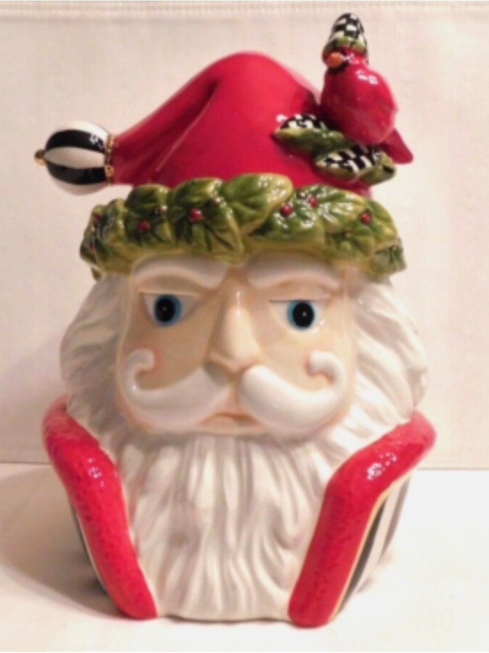 NWT Mackenzie Childs night cap Santa Cookie Jar